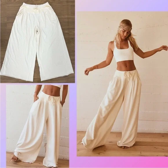 NWT Free People Range Wide-Leg Pants In Cream, Size Small - Picture 1 of 7